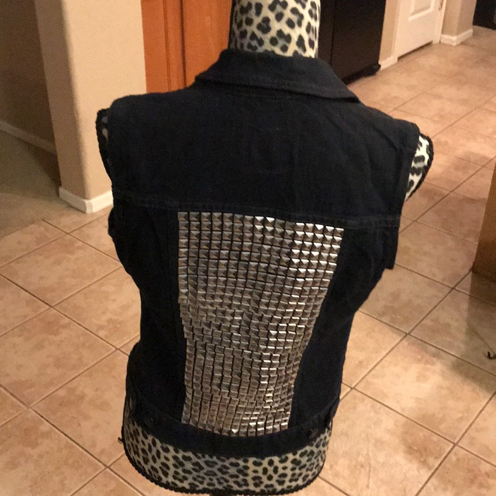 Custom made studded denim vest